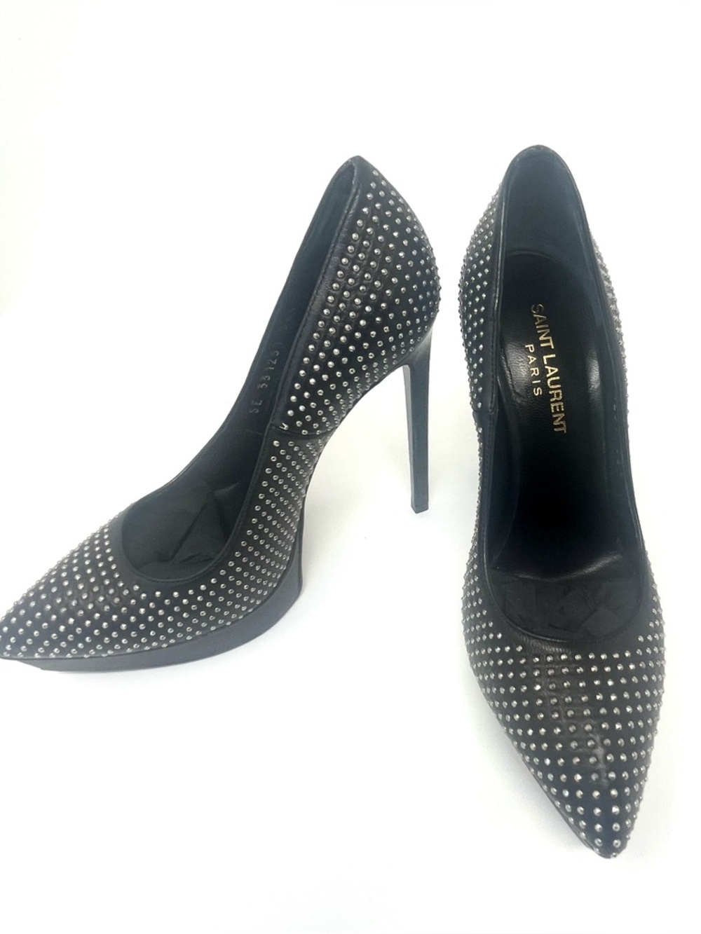 Saint Laurent YSL Janis Black Leather Studded Pumps EU 36.5 / US 6.5 w/Box - Picture 11 of 15